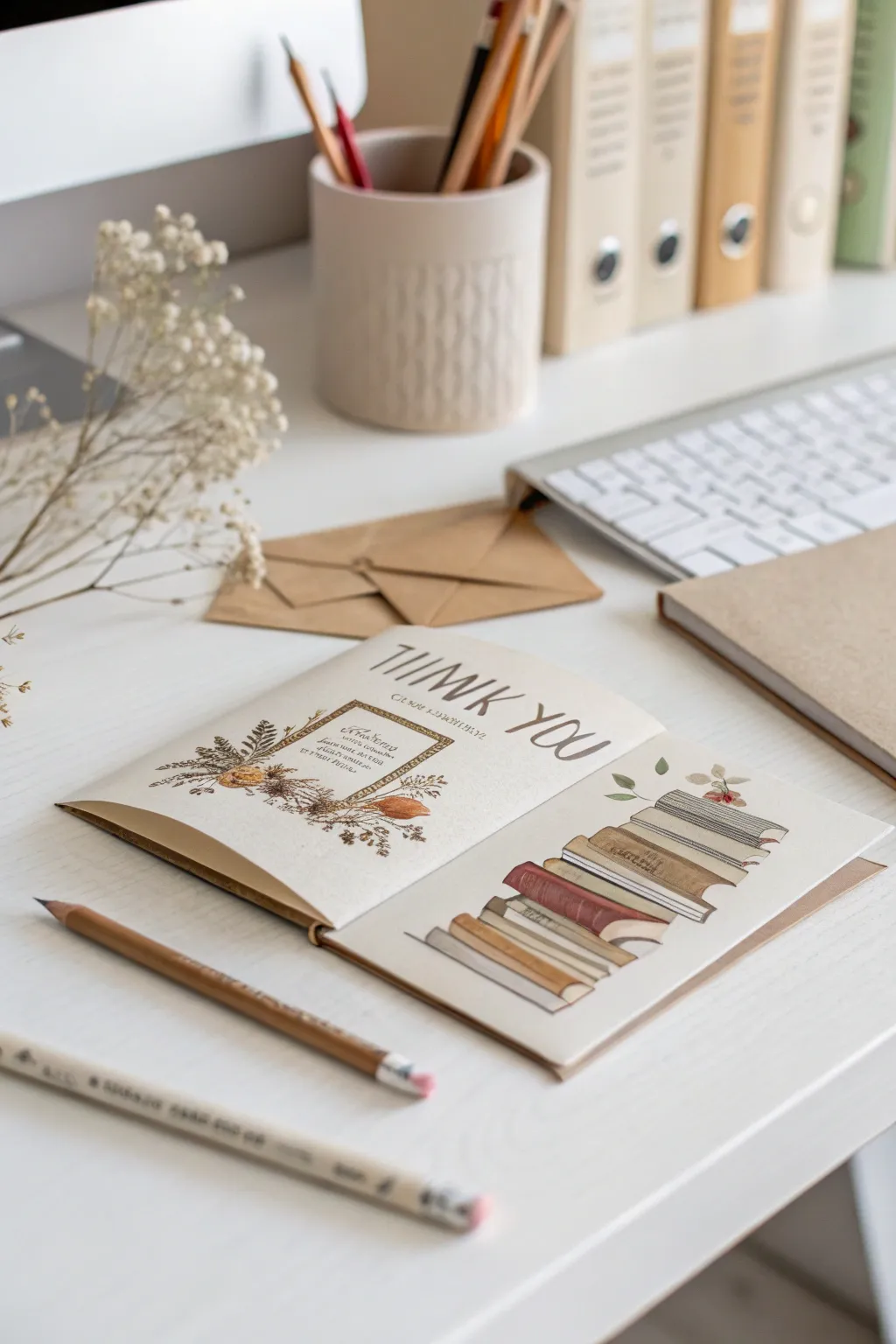 Surprise and delight with this charming pop-up thank you card for your favorite teacher, blending minimalist elegance with a touch of boho charm.