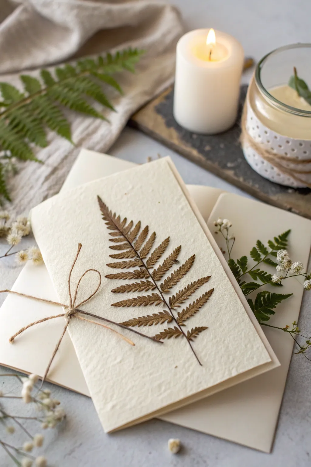 Embrace the beauty of nature with a handmade Mother's Day card, where simplicity meets elegance in every leaf.