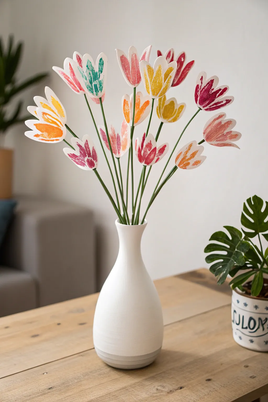 Bring a touch of everlasting spring to your home with this delightful handprint flower bouquet.