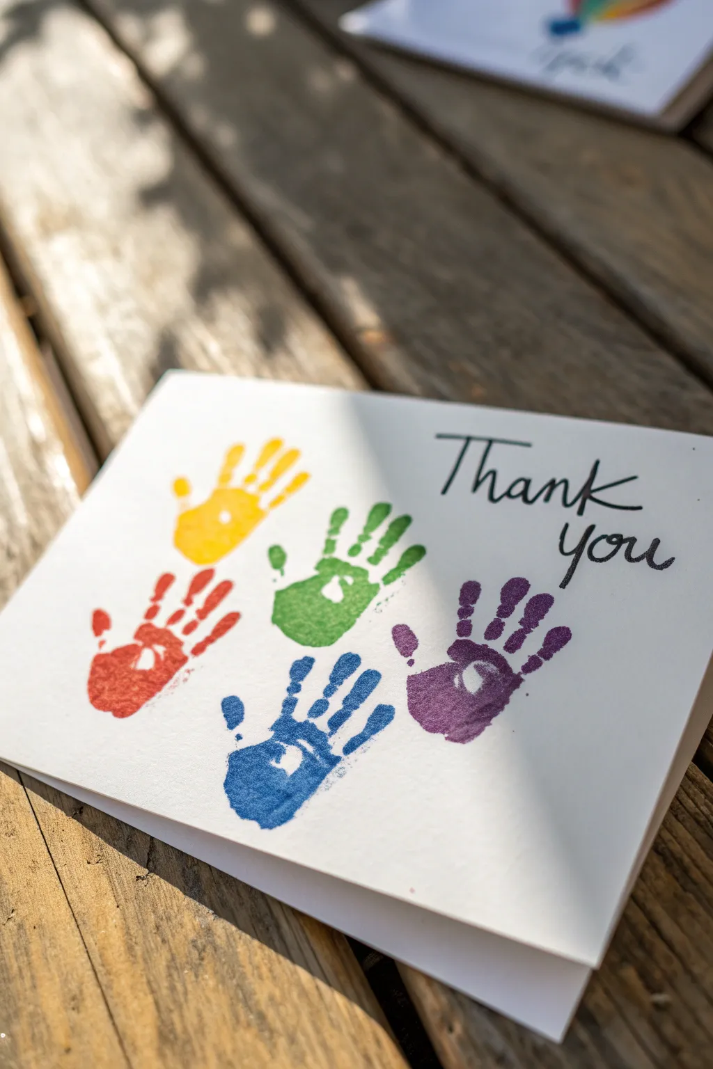 Add a splash of color to your gratitude with a Rainbow Handprint card.
