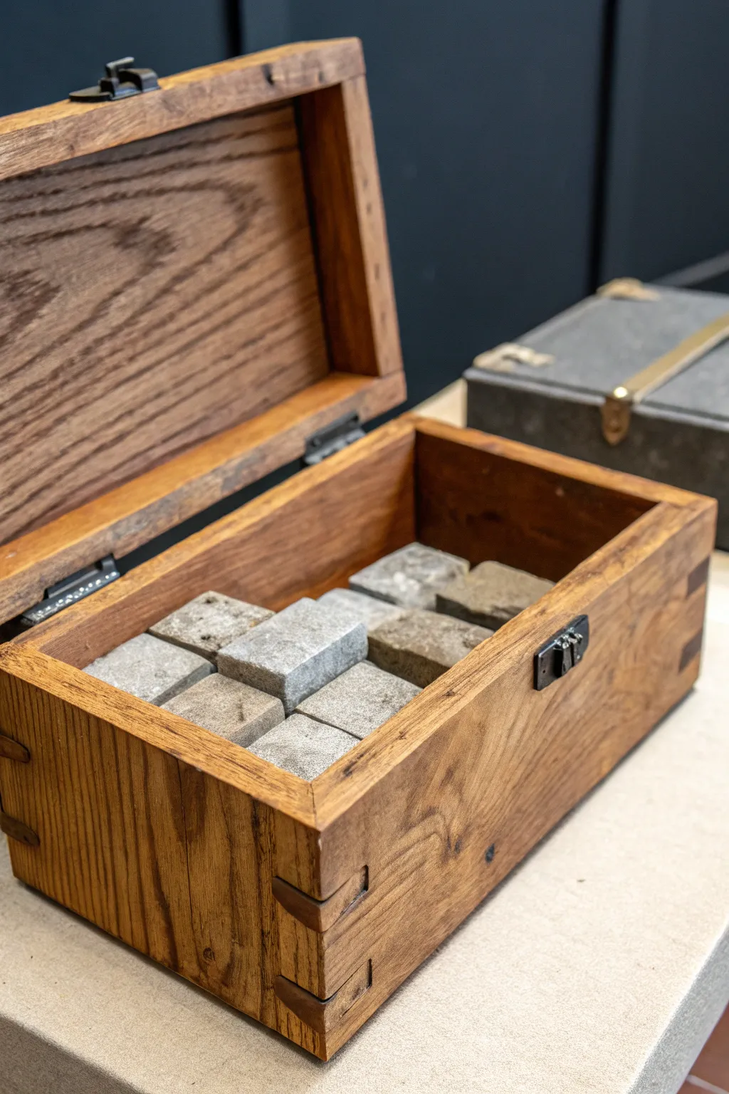 Efficient Craftsmanship: A compact ballast box that combines utility and style, perfect for space-saving solutions.