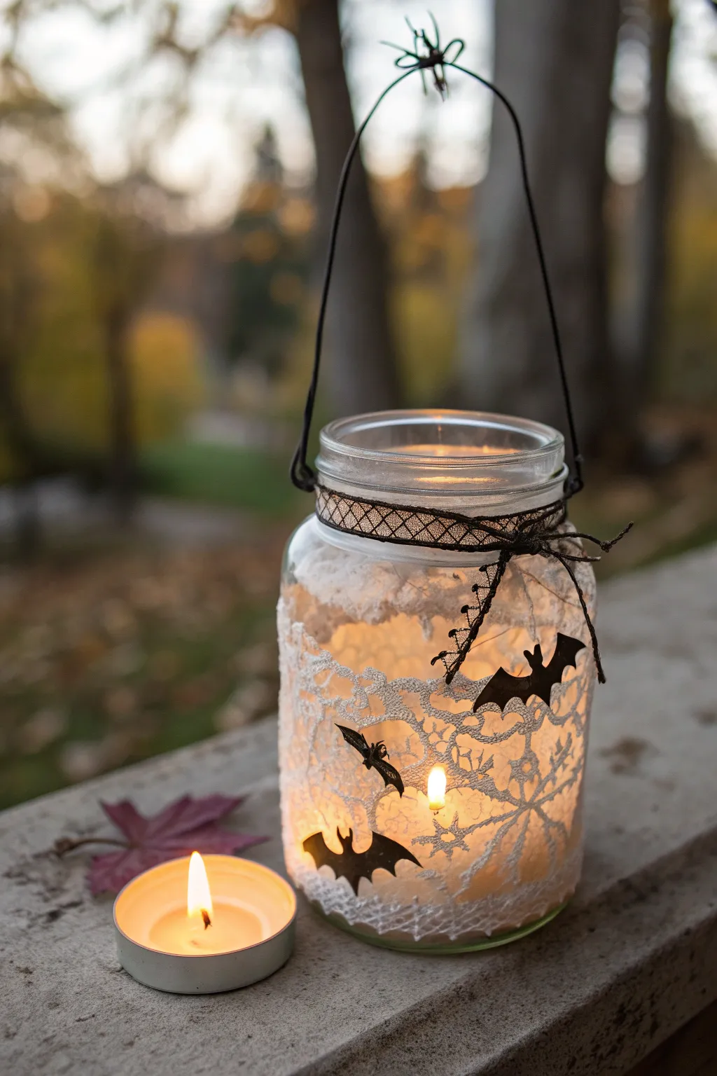 Enchant your outdoor space with a DIY mason jar lantern – where spooky meets charming elegance.