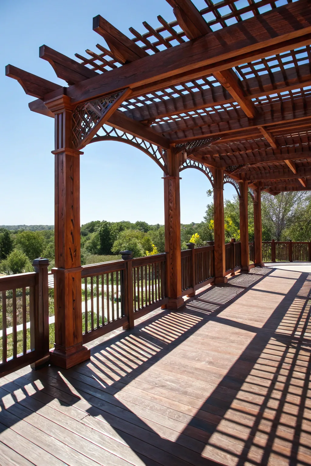Elevate your deck with a stunning pergola, blending shade and style.