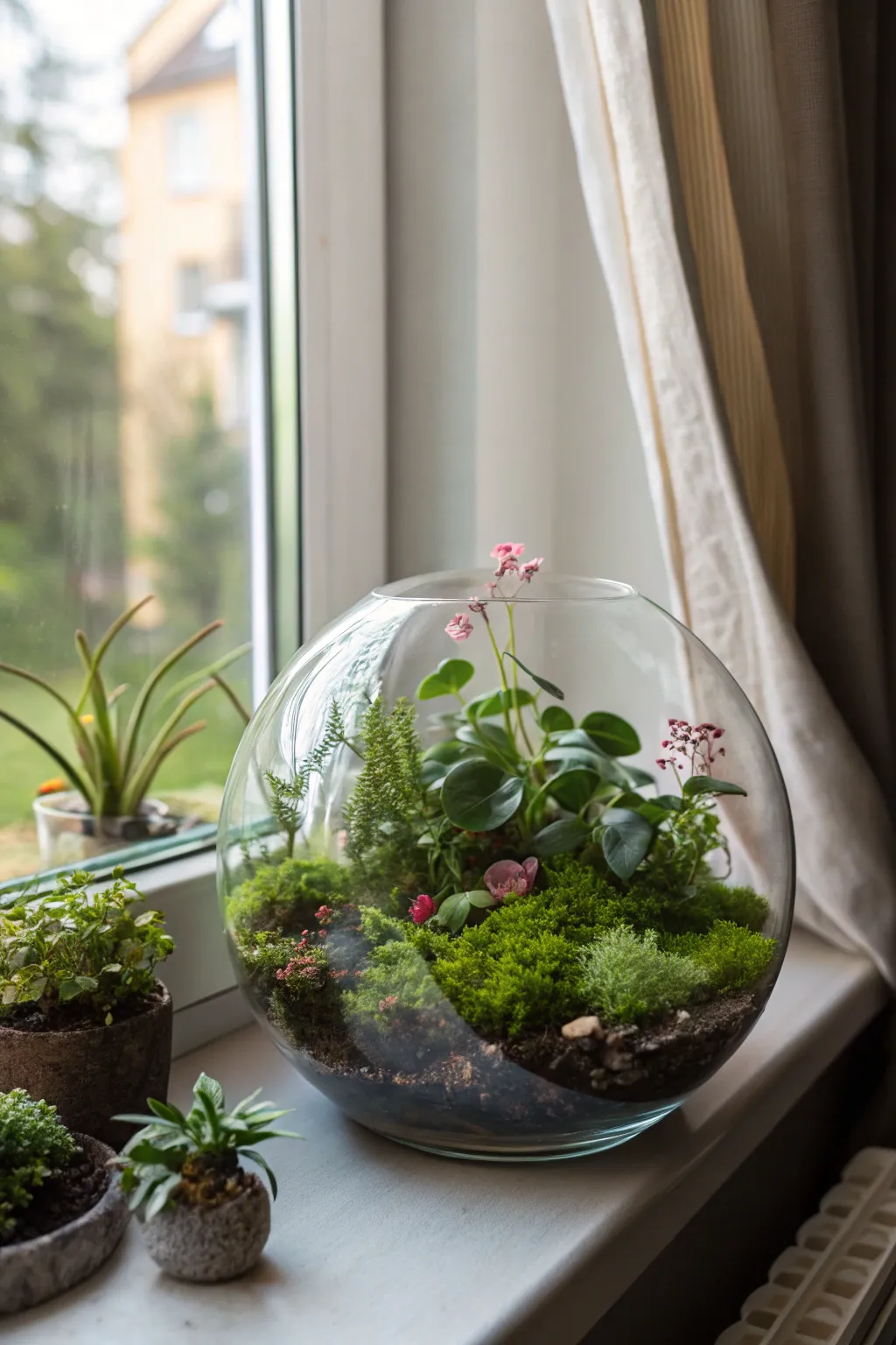 Bring nature indoors with plant-filled glass terrariums.