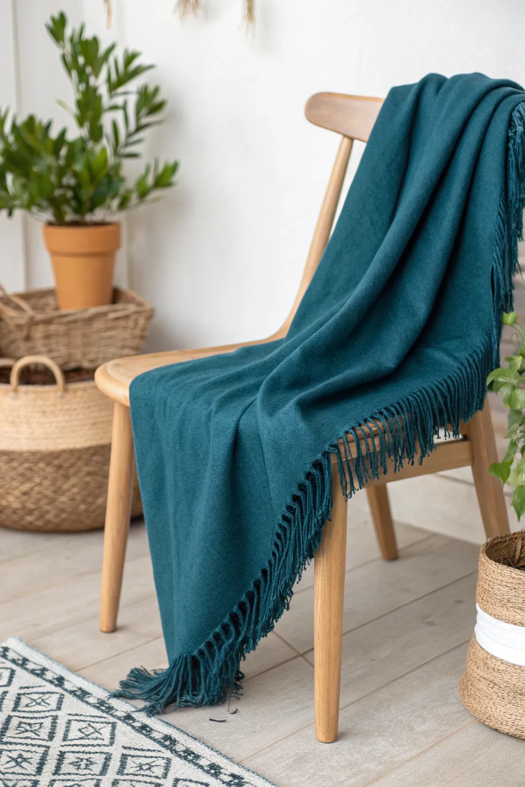 Wrap yourself in the warmth of handcrafted elegance with this fringed flannel throw. Perfect for adding a touch of cozy sophistication to your minimalist haven.