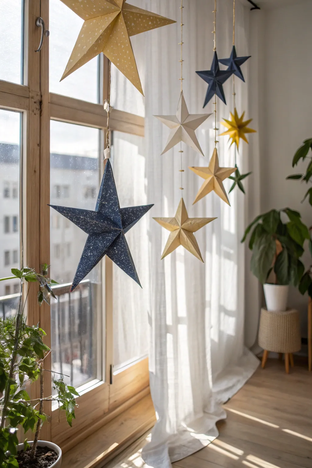 Elevate your decor with a handcrafted star garland that brings a touch of whimsy and elegance to any room.