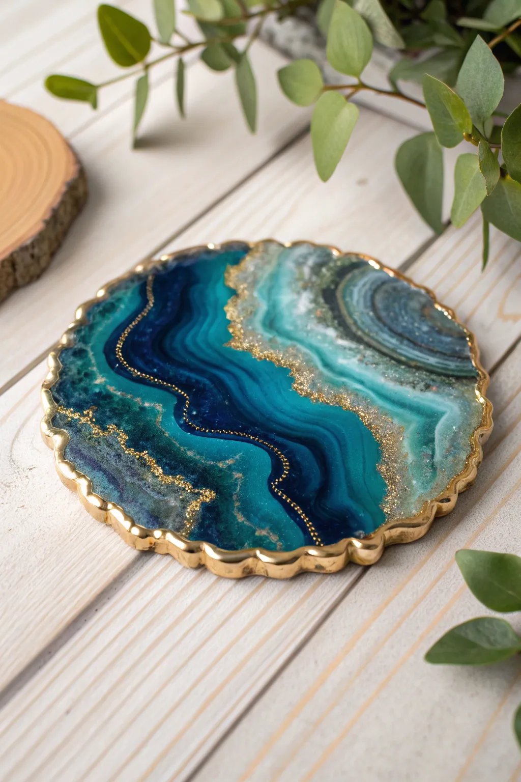 Discover the geode-inspired beauty of resin art with this stunning coaster, where craftsmanship meets natural elegance.