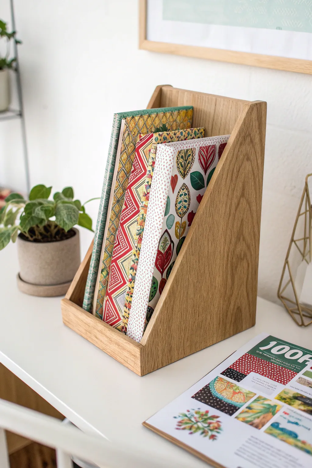 Elevate your workspace with a touch of Scandinavian elegance—organize your scrapbook paper in style!