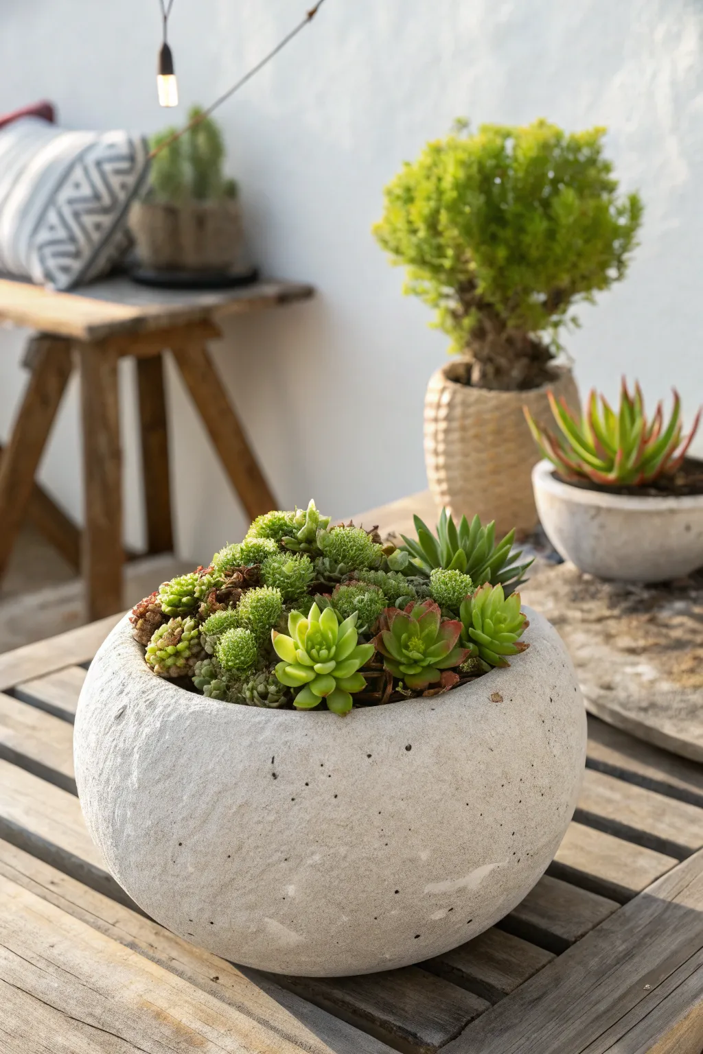 Craft a piece of nature with a minimalist touch: Stunning spherical hypertufa planter for your space.