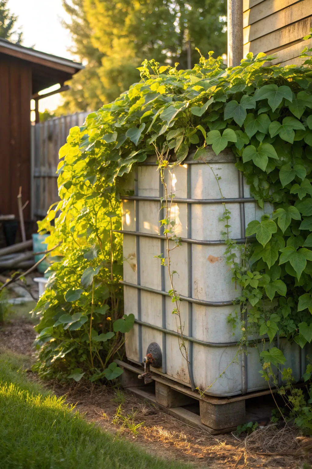 Transform your space: Let climbing plants work their magic on your IBC container.