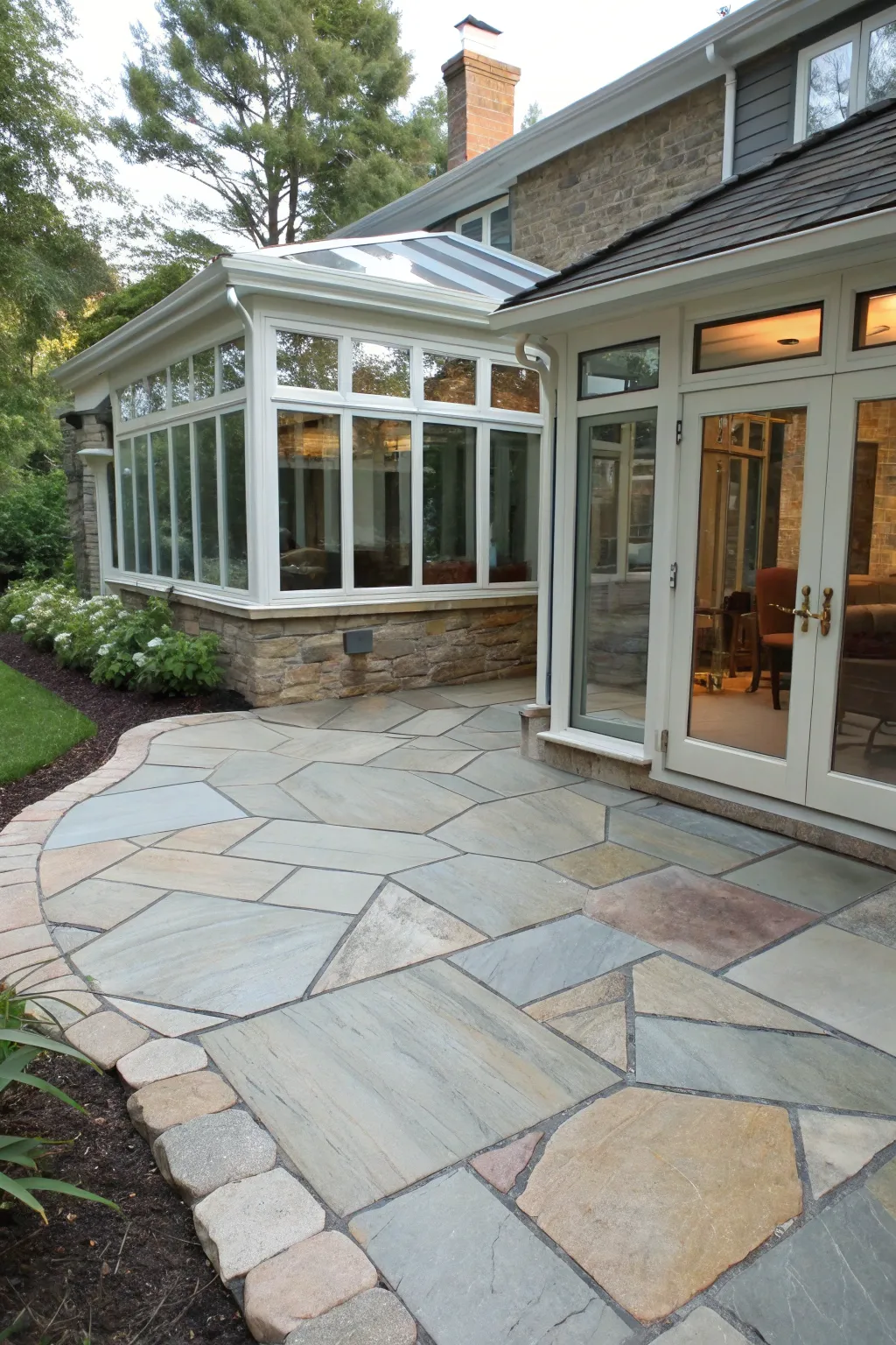 Flagstone adds timeless appeal to indoor-outdoor transitions.