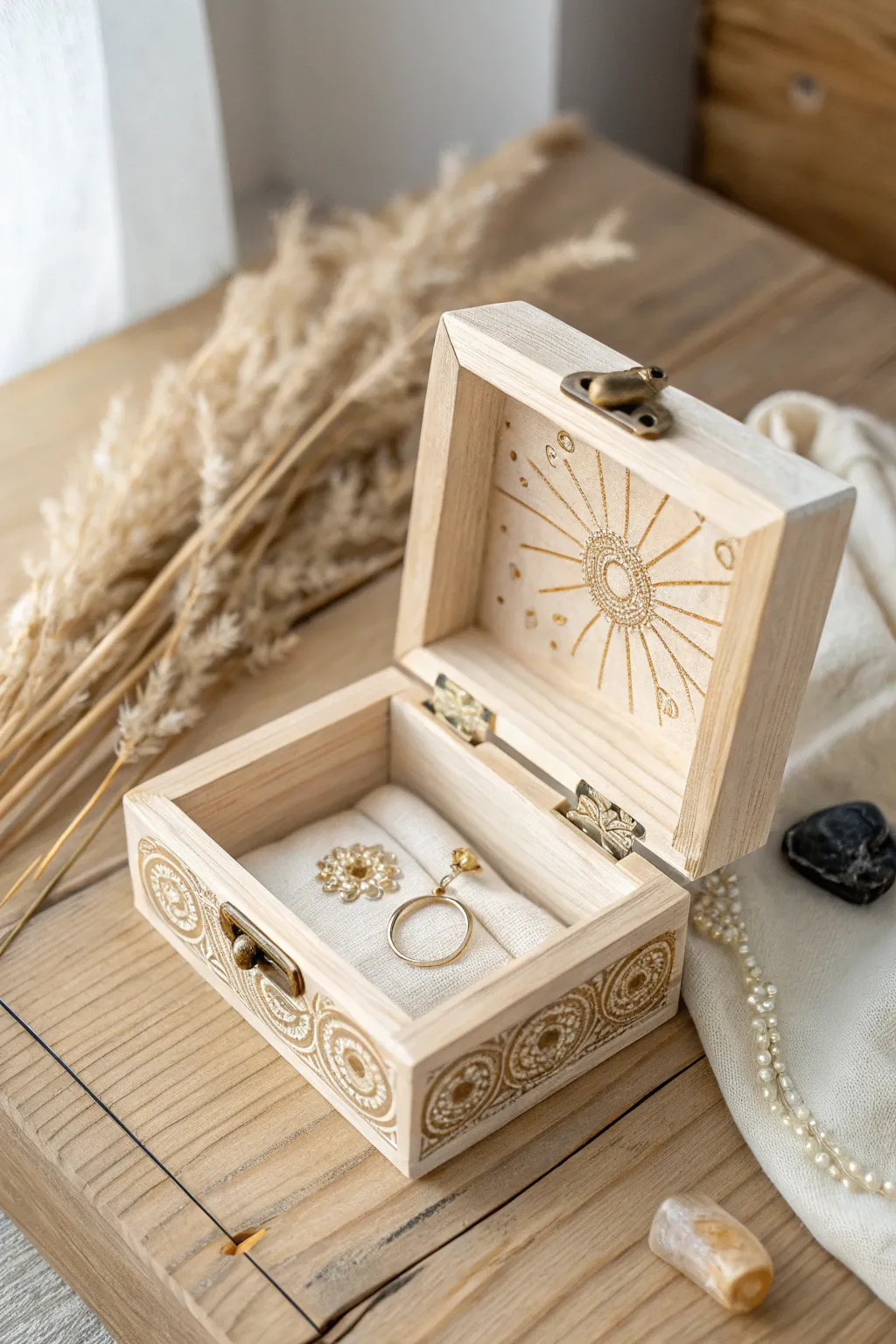 Travel in style with this charming compact jewelry box, perfect for adding a touch of sparkle on the go.