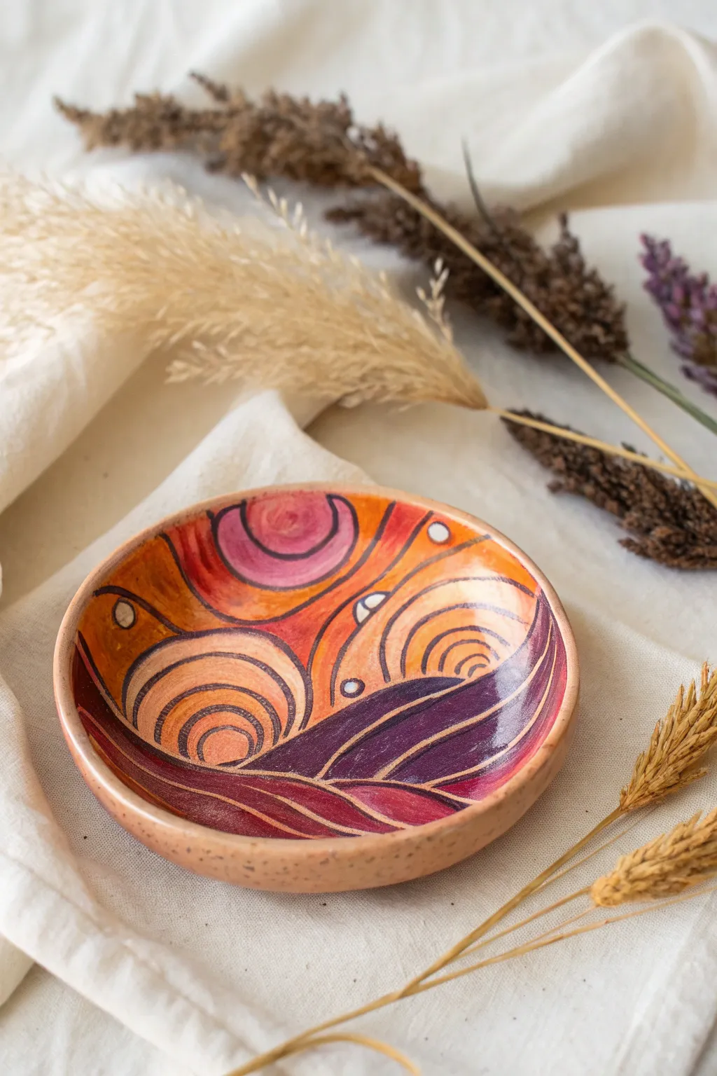 Embrace the beauty of unpredictability with abstract art on your jewelry dish.