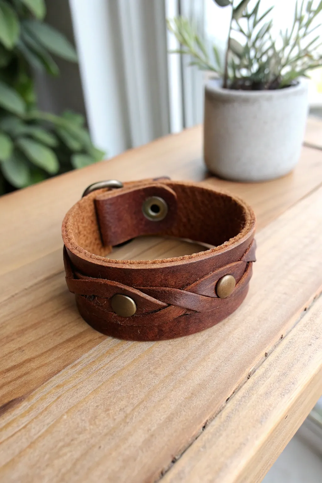 Elevate your style with this handcrafted leather cuff bracelet – where boho meets minimalist elegance.