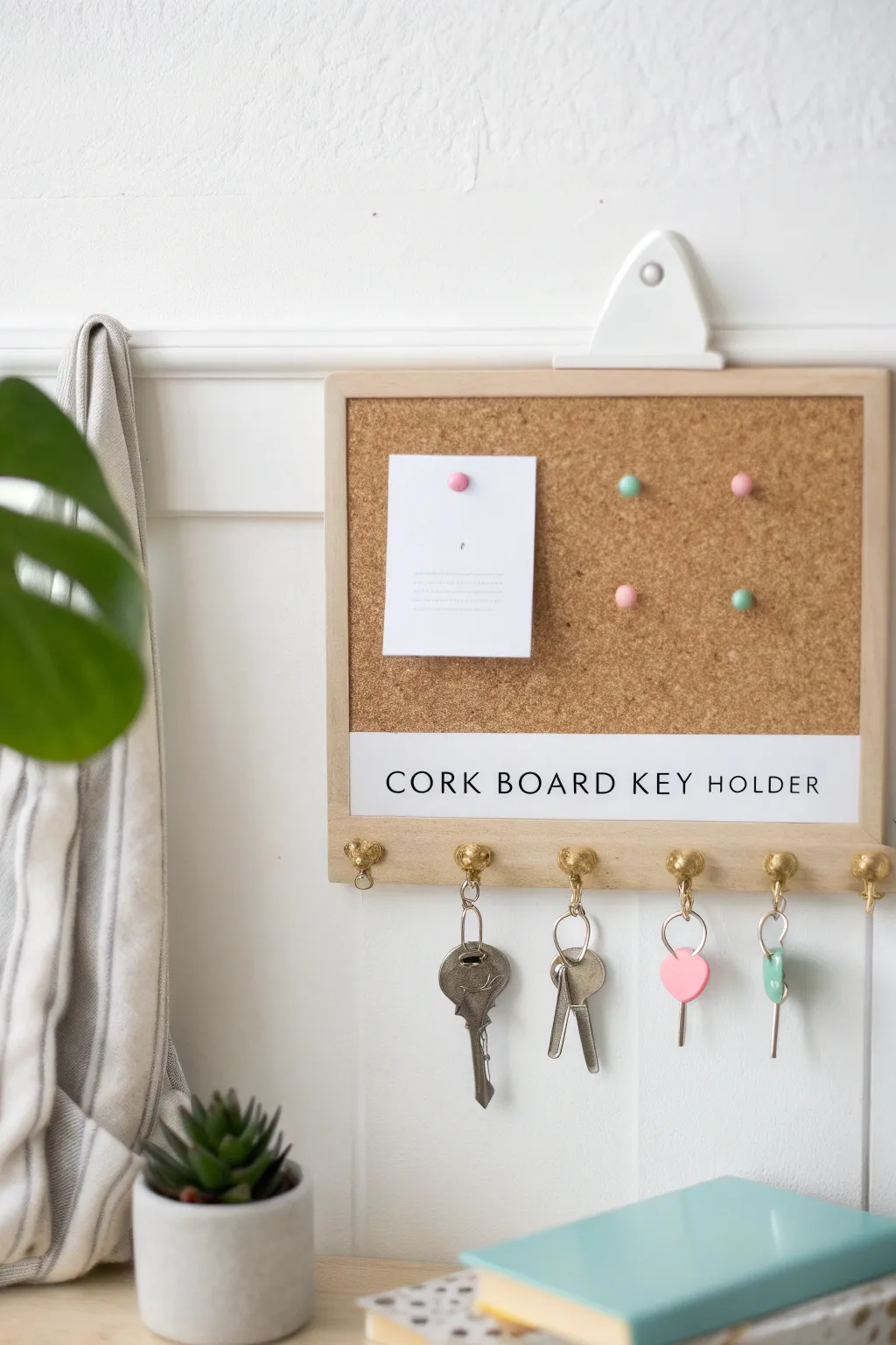 Embrace simplicity with a chic cork board key holder—where form meets function in style.