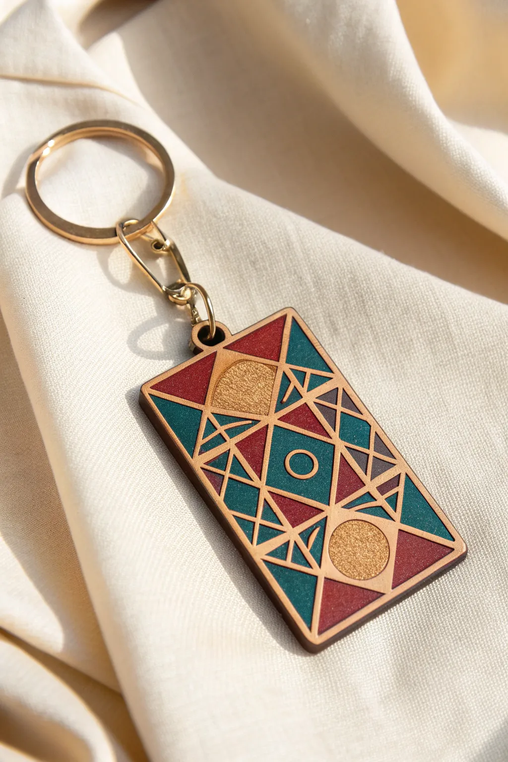 Unlock modern elegance with this geometric masterpiece keychain.