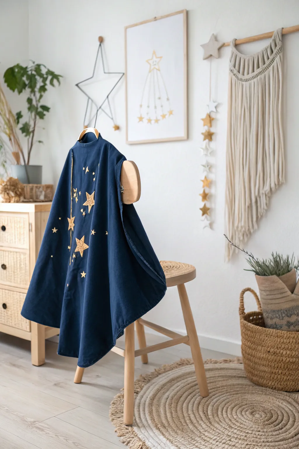 Transform playtime into a magical adventure with this stunning starry night cape, where craftsmanship meets cosmic creativity.