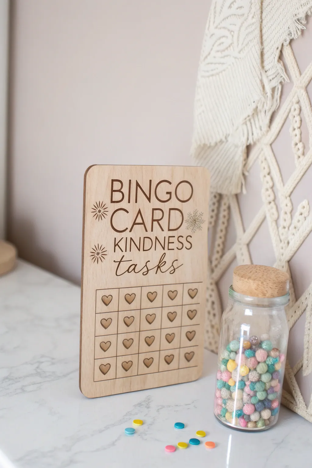 Embark on a journey of kindness with our charming Kindness Bingo—where thoughtful tasks meet elegant minimalism.