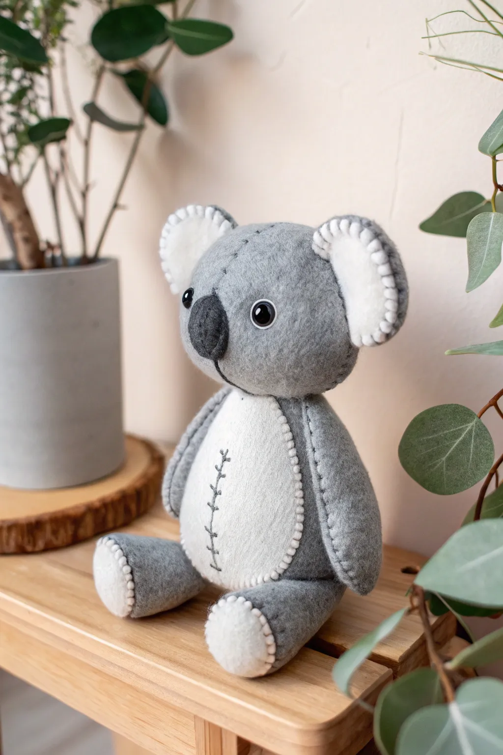 Embrace cozy elegance with this charming felt koala plushie – a perfect blend of Scandinavian simplicity and Boho charm.
