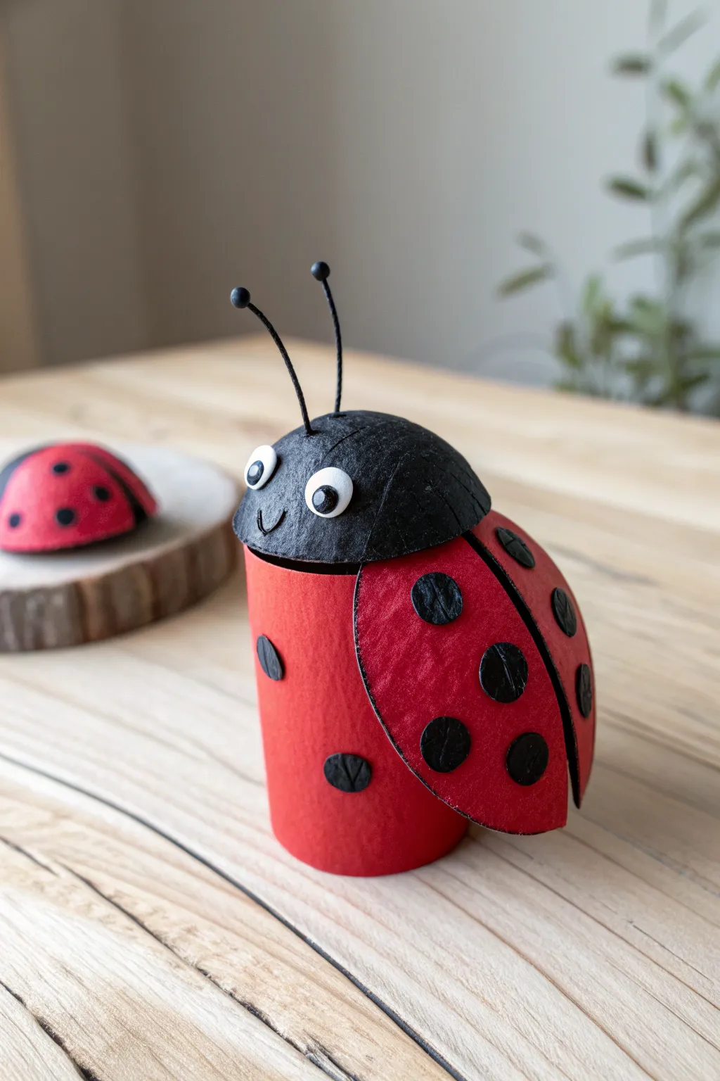 Transform everyday items into whimsical wonders with this charming upcycled ladybug craft.