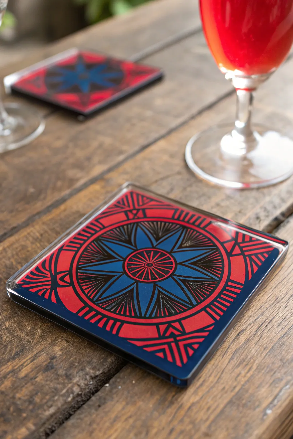 Elevate your space with these bold acrylic coasters—where art meets function.