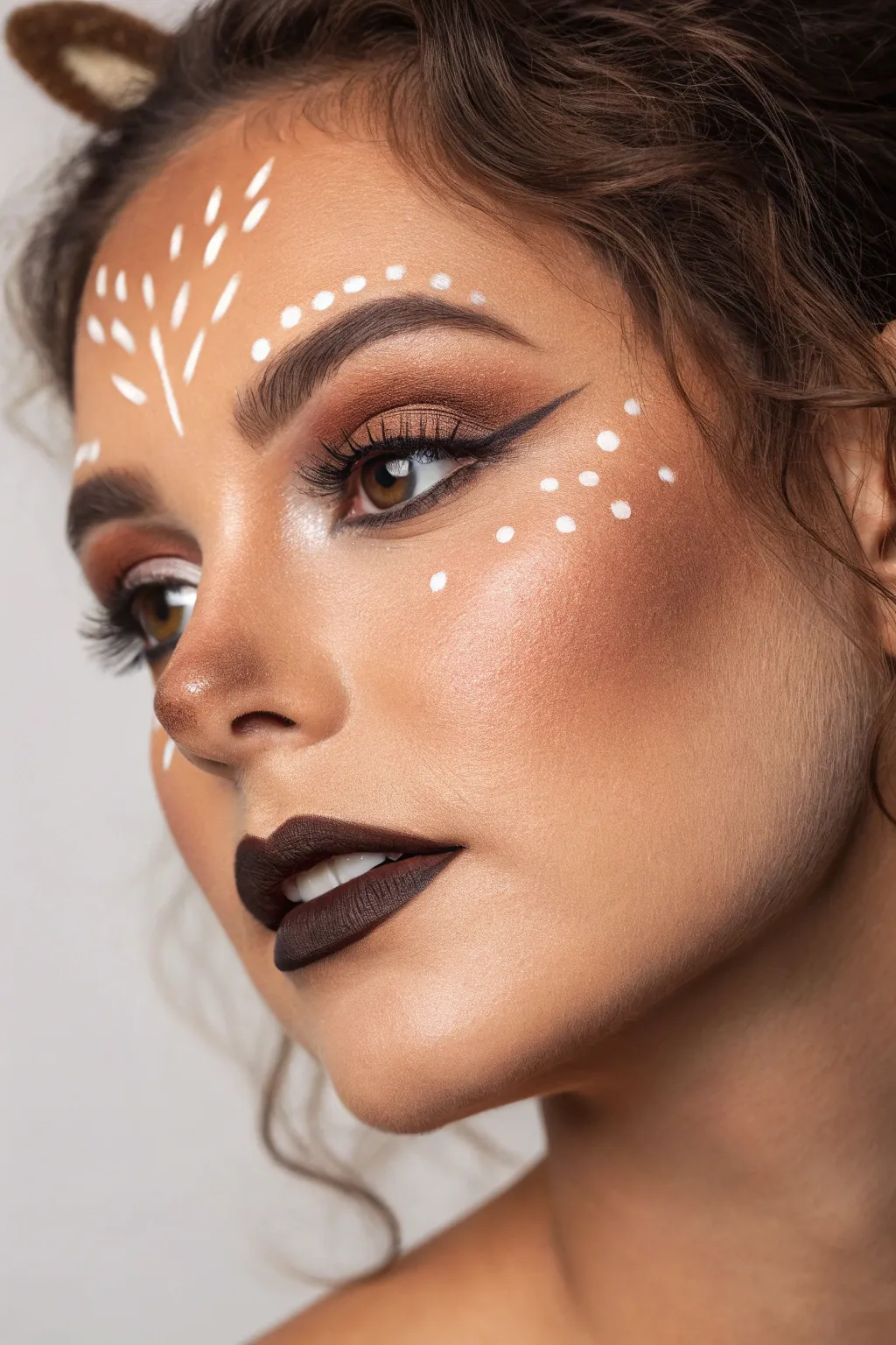 Transform into a woodland beauty with simple, striking deer makeup. #DIYDeerCostume