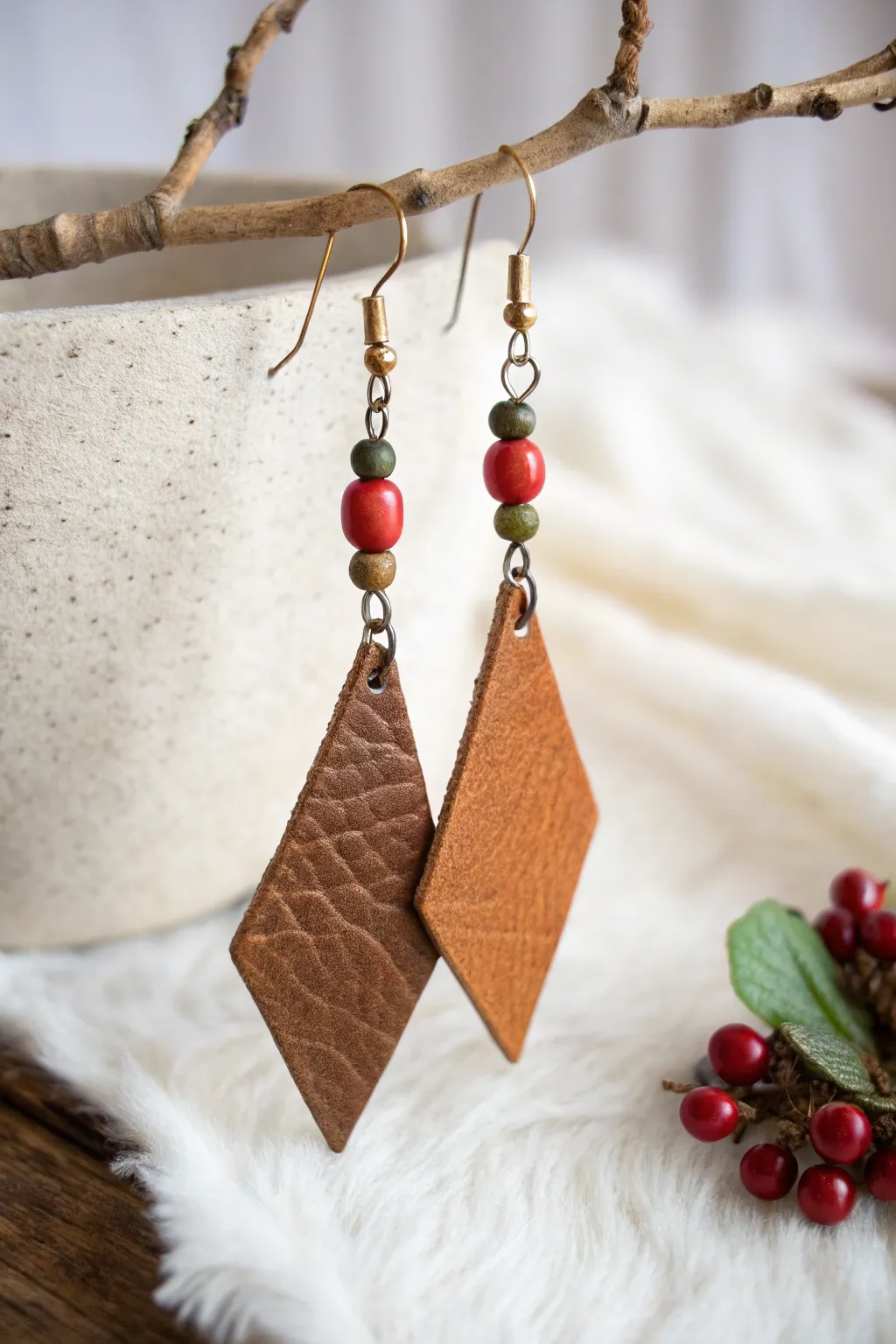 Elevate your style with handcrafted leather earrings that blend simplicity and boho charm.