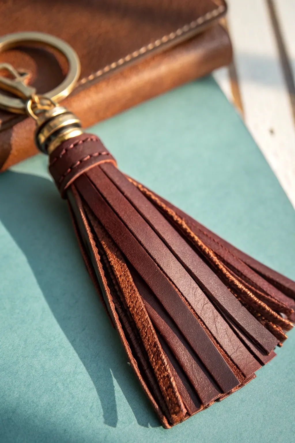 Add a touch of flair to your keys with this handcrafted leather tassel.