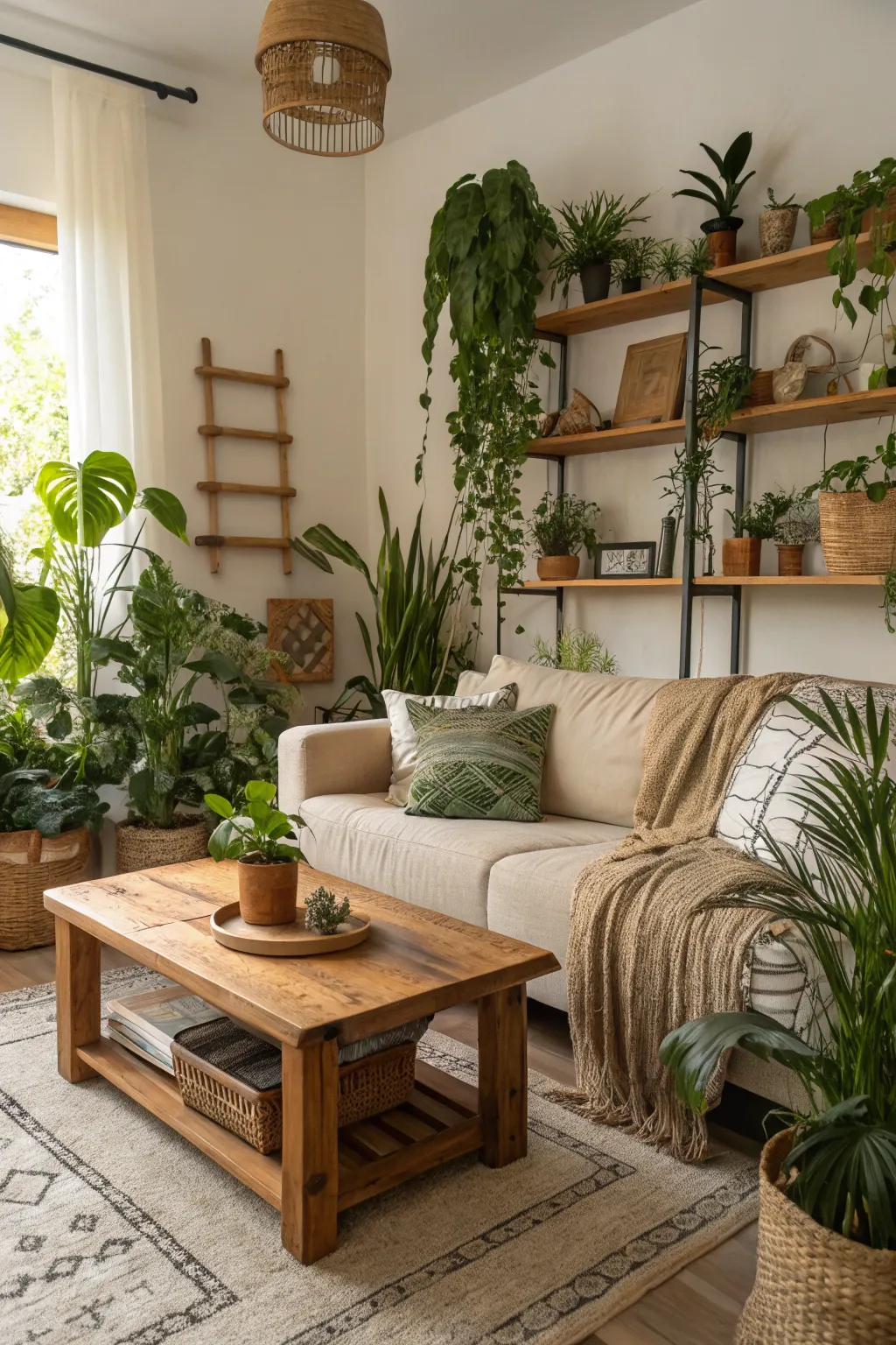 Natural elements bring life and warmth to your living room photos.