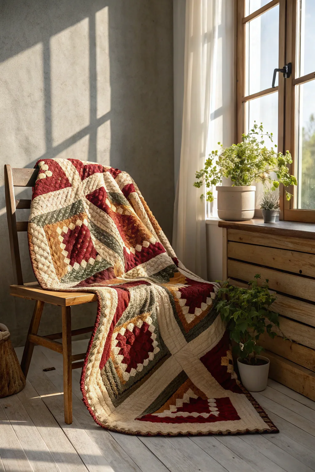 Embrace rustic elegance with a barn raising quilt, perfect for cozy cabin evenings.