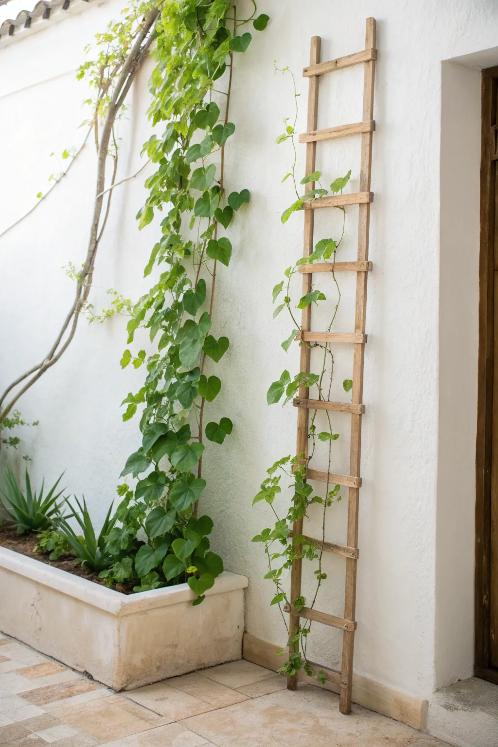 Transform your wall into a living masterpiece with a minimalist loofah trellis.