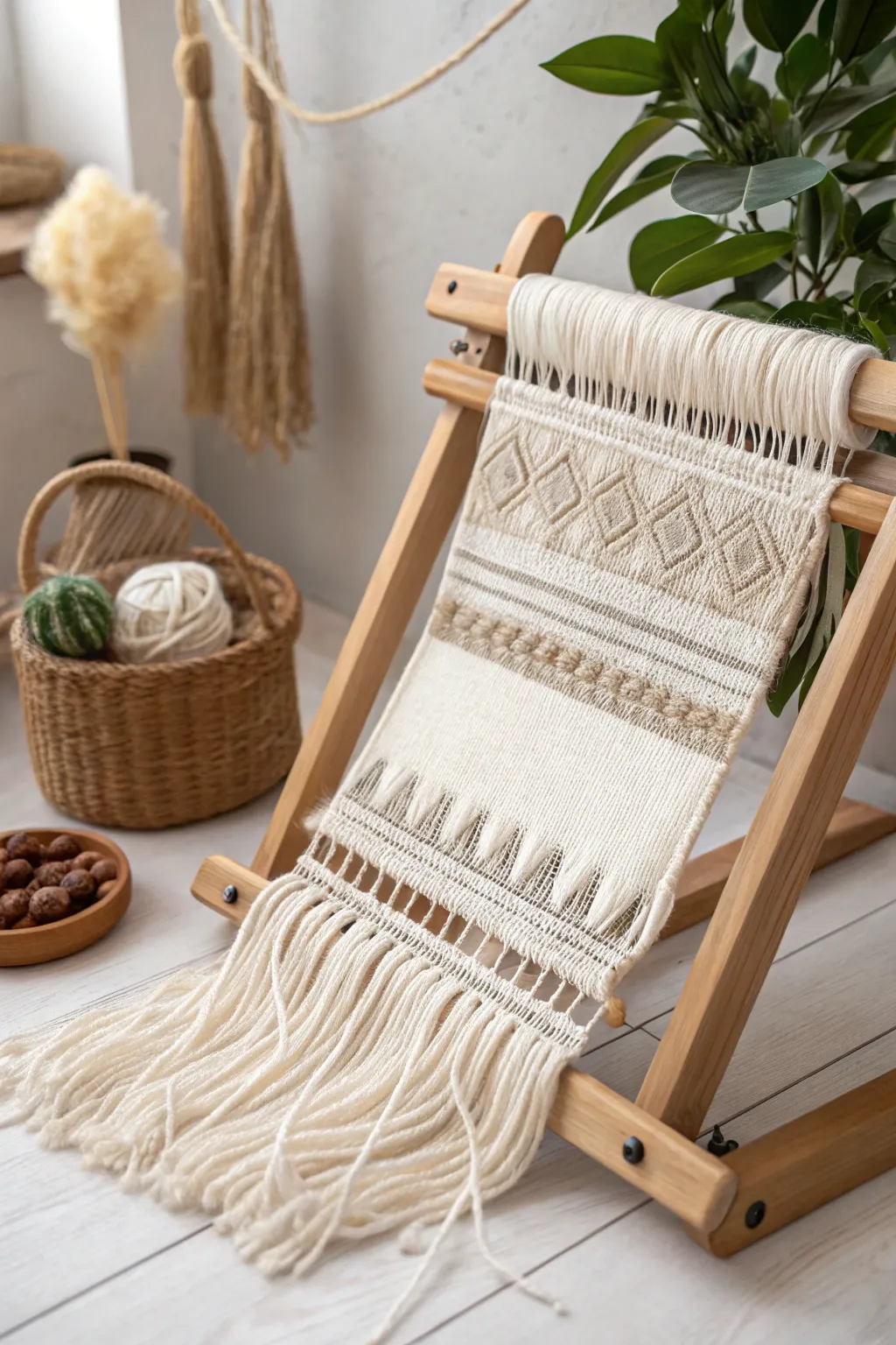 Discover the art of loom weaving with a touch of elegance and texture.