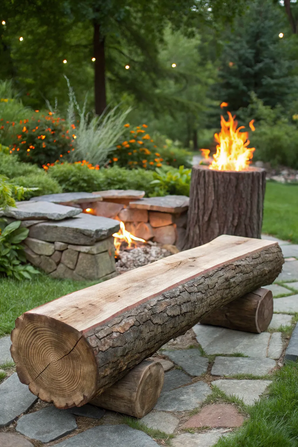 Transform your fire pit area with stunning DIY log benches that blend seamlessly with nature.