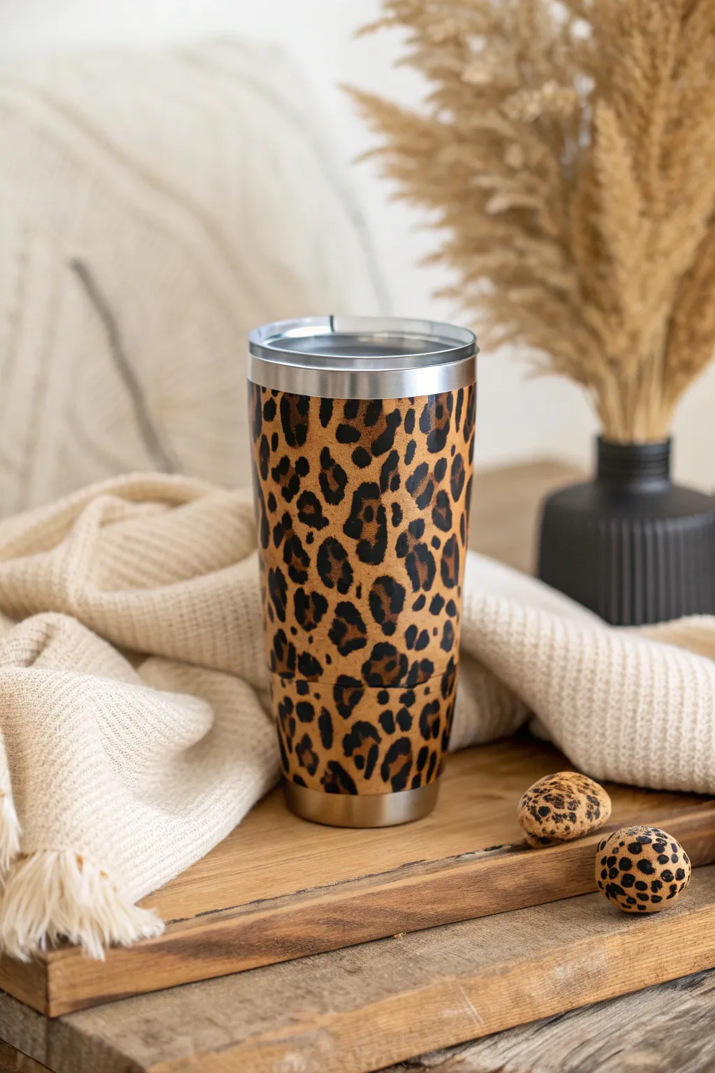 Unleash your wild side with this chic leopard print tumbler, perfect for the adventurous mama who loves a bold statement.