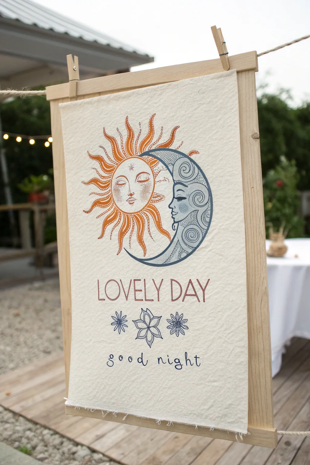 Embrace life's balance with a sun and moon duet, celebrating each 'lovely day' and 'good night'.