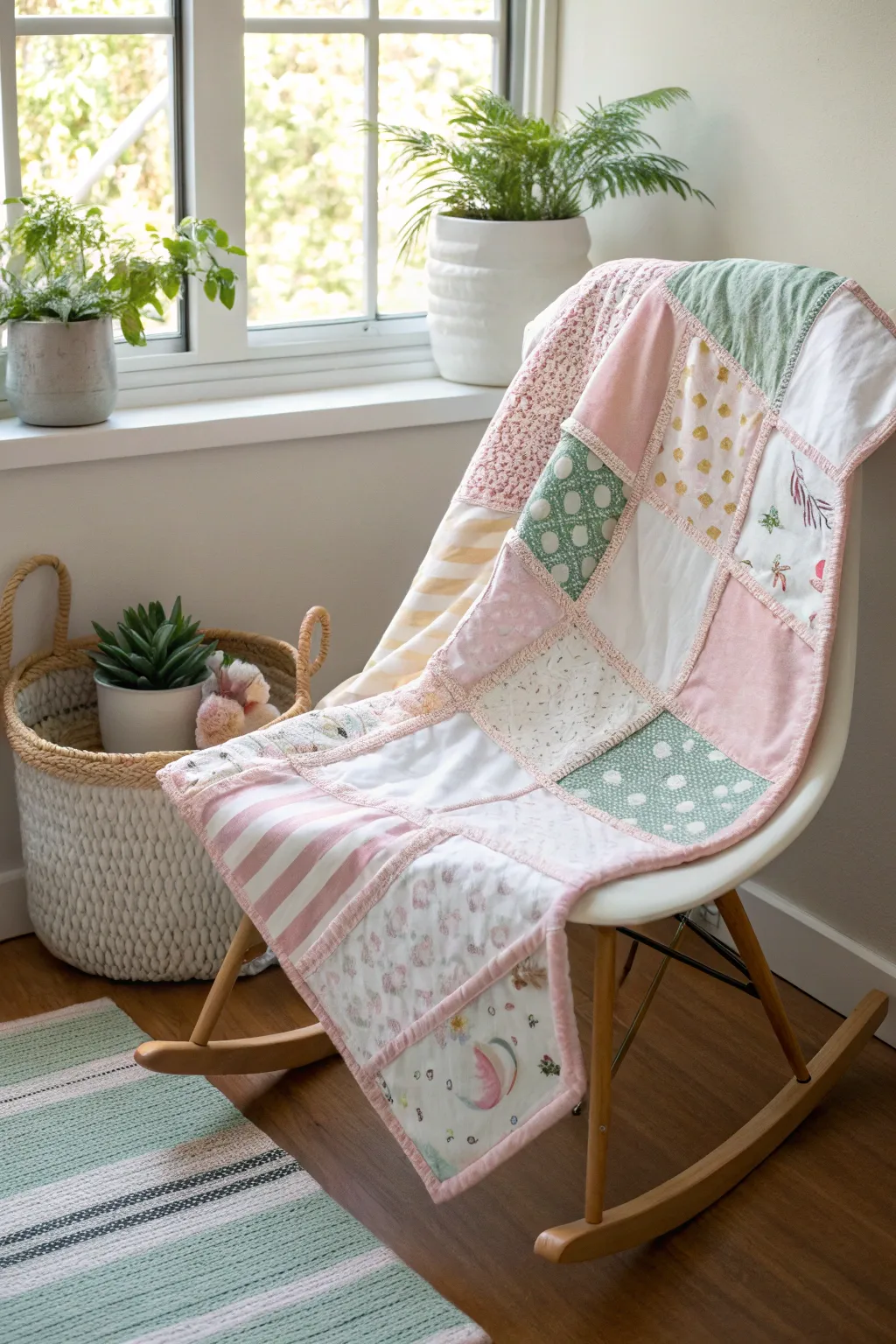 Cherished memories stitched with love: A baby quilt made from outgrown clothes.