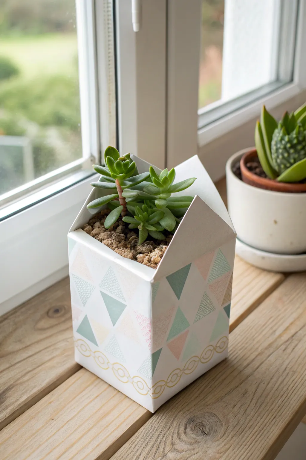 Transform your windowsill with these chic DIY milk carton planters, perfect for adding a touch of minimalist elegance to your home.