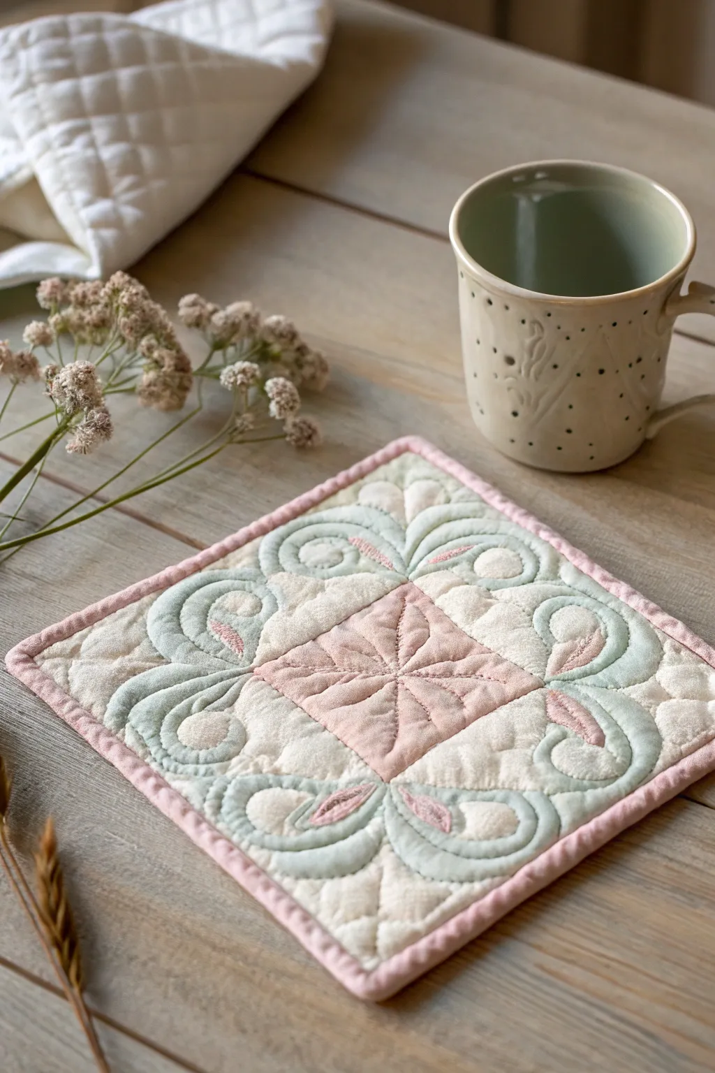 Crafted with care: A touch of quilted charm for your table.