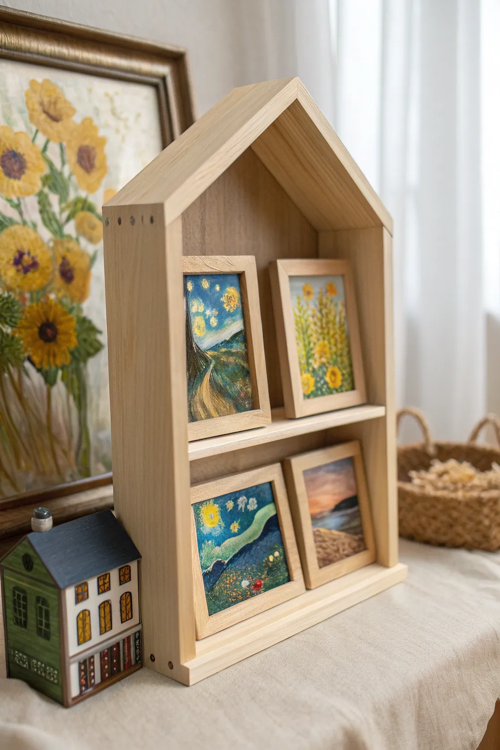 Discover the charm of a miniature art gallery with tiny Van Gogh masterpieces!