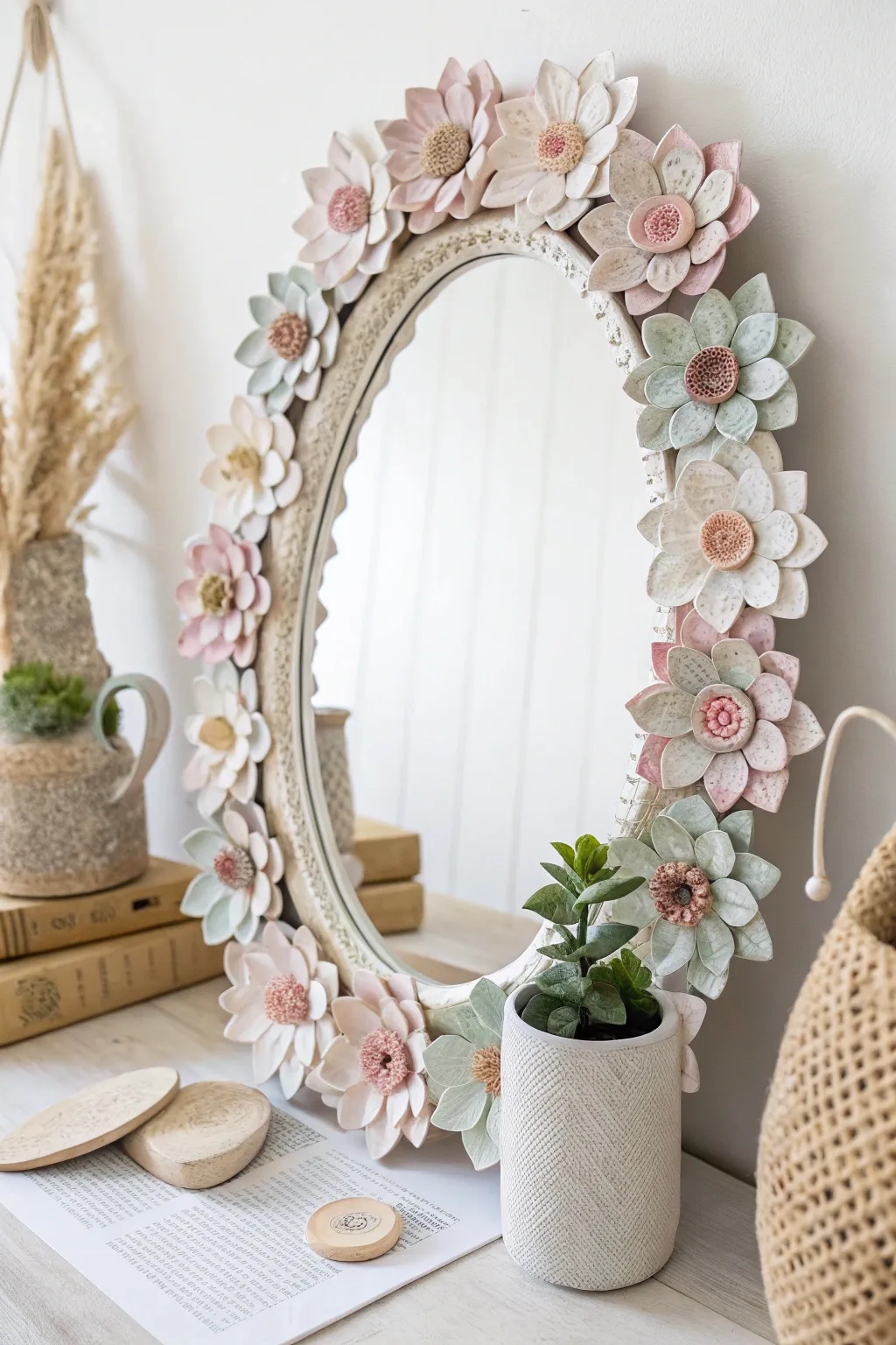 Transform everyday items into art with this stunning Egg Carton Flower Mirror, where recycling meets creativity! 🌼✨ #DIYDecor #SustainableArt