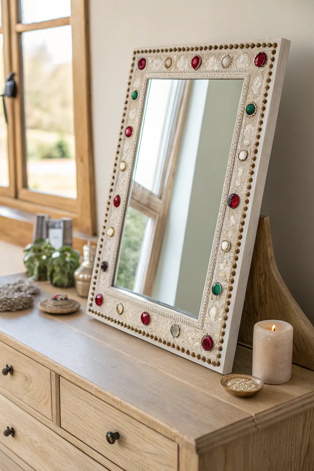 Glam up your mirror with a touch of sparkle and elegance!