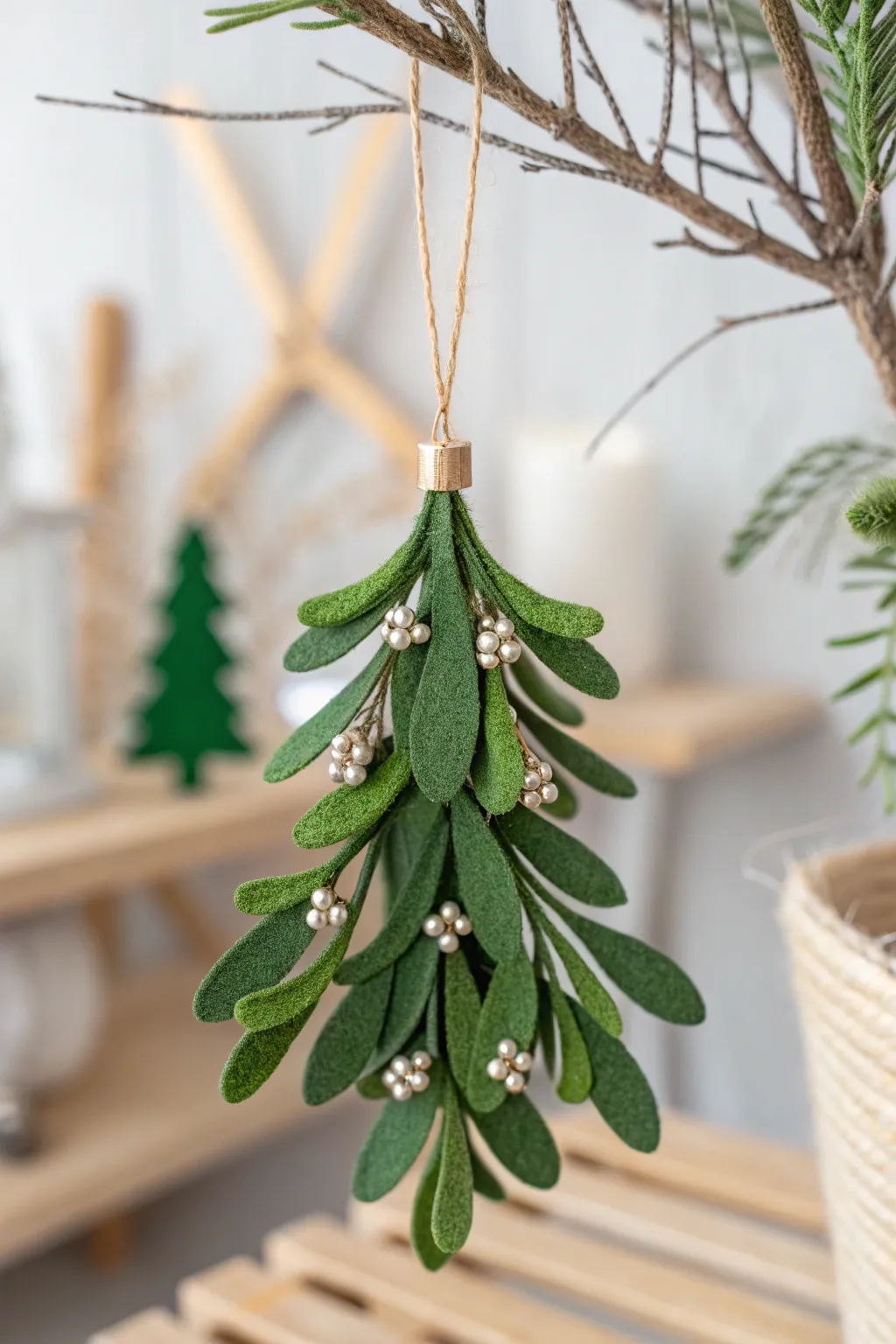 Embrace the beauty of simplicity with these charming mistletoe ornaments, perfect for a minimalist holiday decor.
