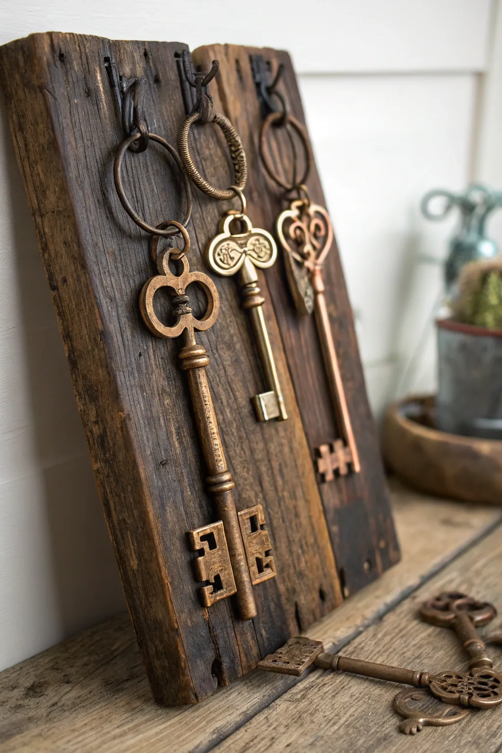 Elevate your entryway with this steampunk-inspired vintage key holder, where functionality meets timeless craftsmanship.