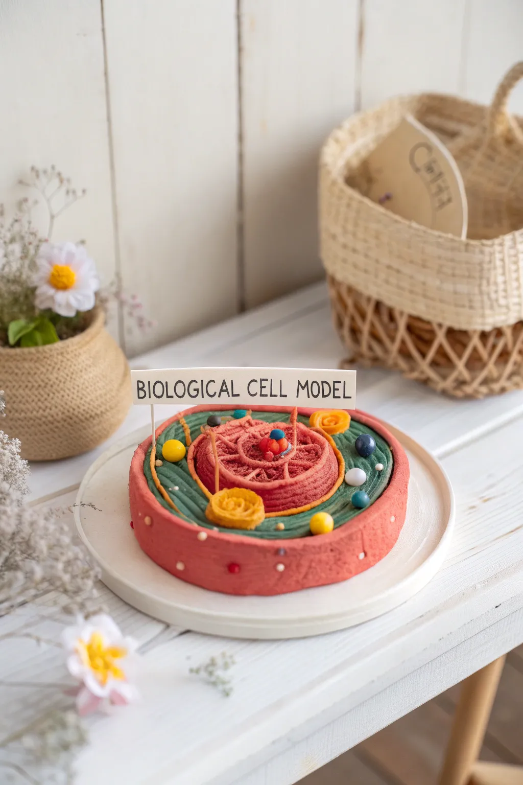 Transform biology into art with this stunning clay cell model, where education meets aesthetic charm.