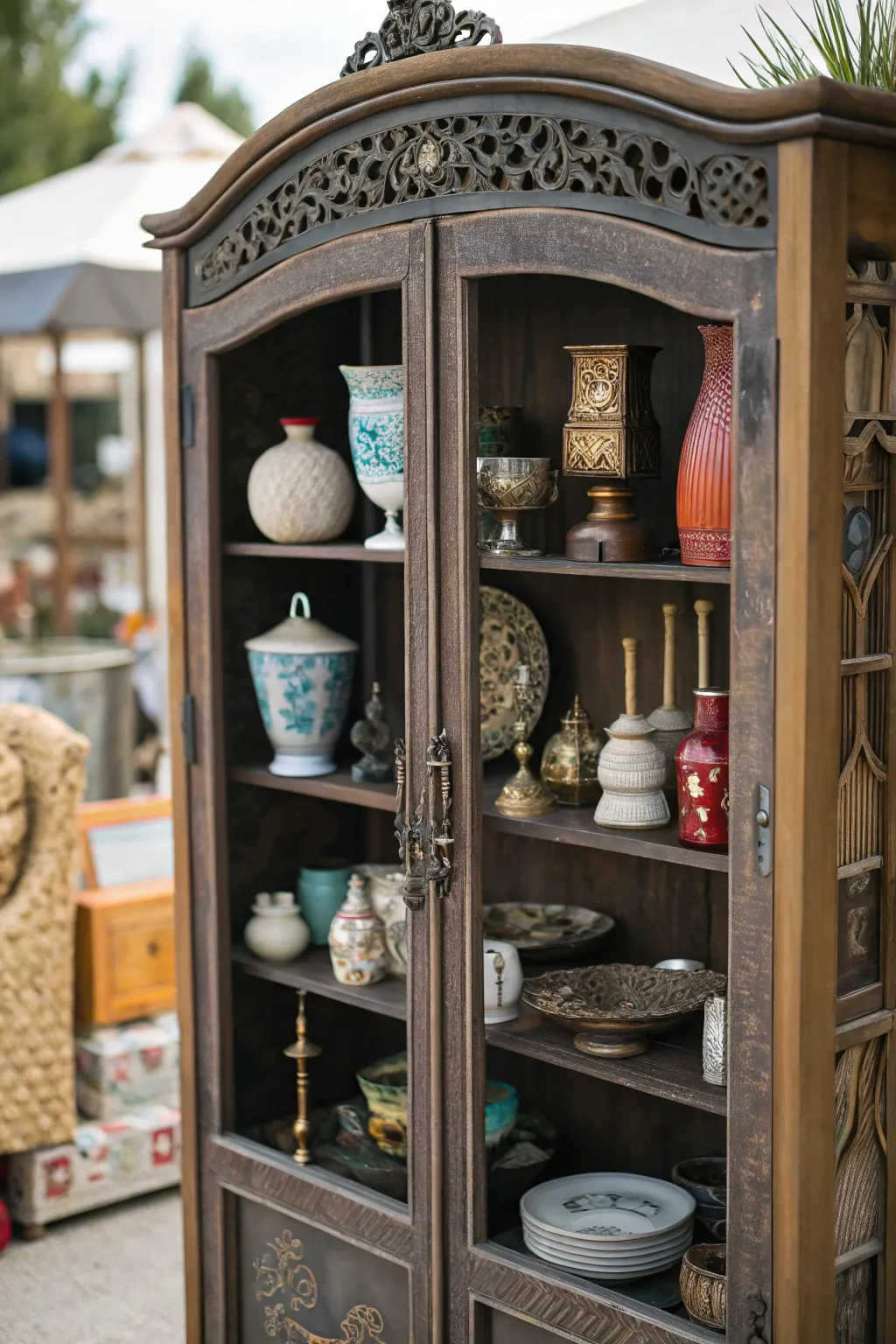 An array of decorative objects providing a sculptural element.