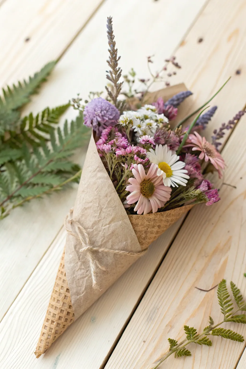 Capture the essence of spring with a beautifully crafted pressed flower cone for Mother's Day.
