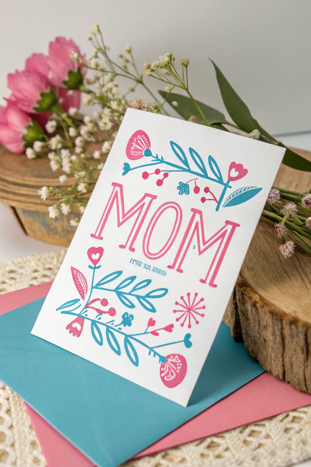 Brighten Mom's day with a vibrant and bold homemade card, blending Scandinavian minimalism with a boho flair.