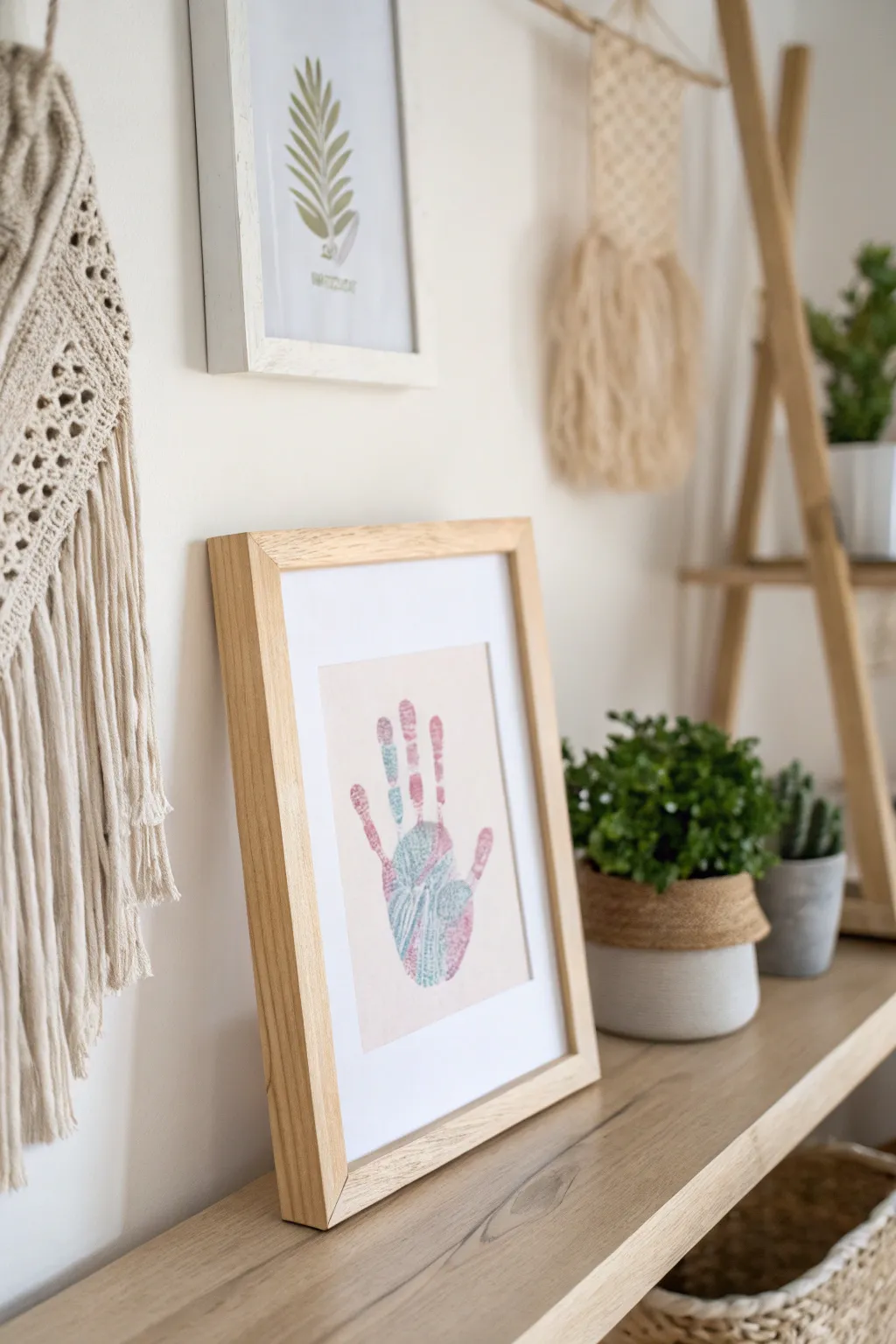 Capture a moment forever with this lovingly crafted framed handprint art, perfect for Mother's Day.