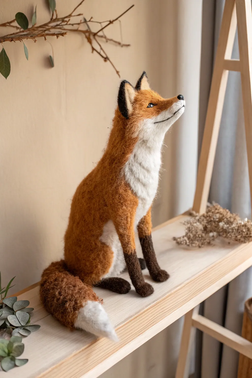 Embrace nature indoors with this charming felted fox - a perfect blend of artistry and minimalism.