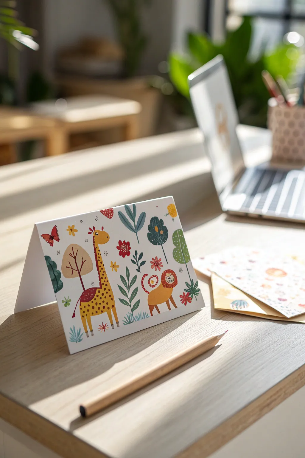 Delight in simplicity and playfulness with this charming child-friendly note card design!